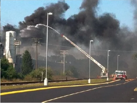 Fire crews fighting the East Providence factory blaze