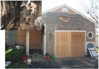 Fire-damaged home in Plymouth, MA before repairs